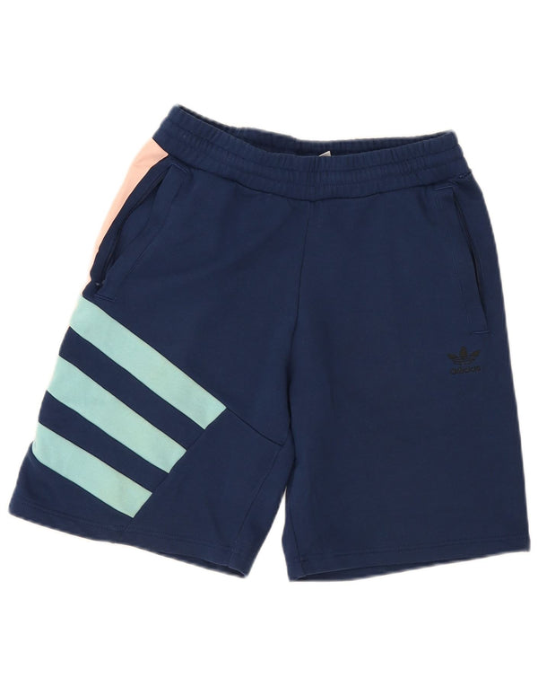 Pantaloncini sportivi grafici da uomo Adidas piccoli in cotone color block blu navy