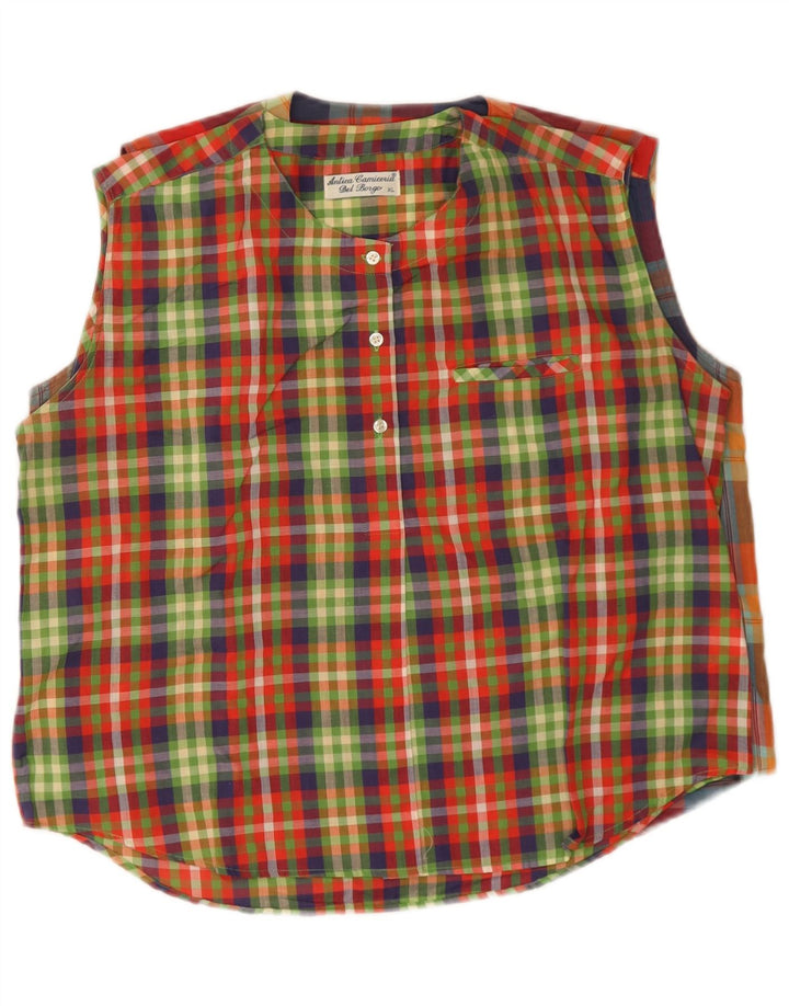 Camicia pullover da donna Antica Camiceria UK 18 XL a quadri multicolore