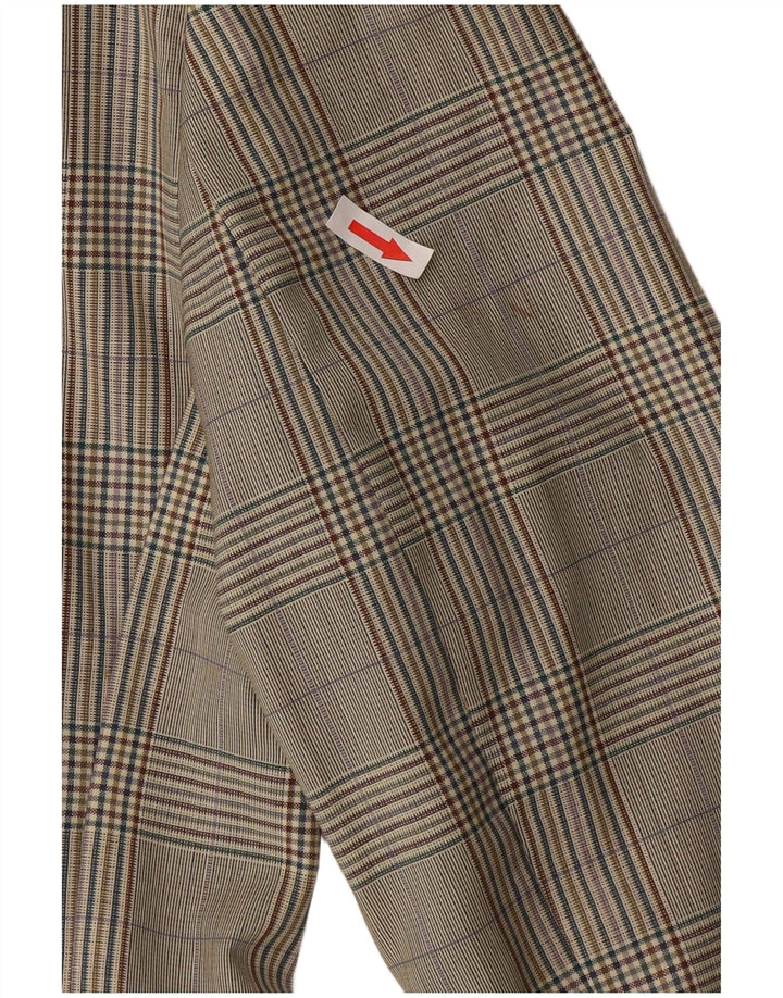 Giacca blazer doppiopetto vintage da donna UK 12 lana a quadri beige medio