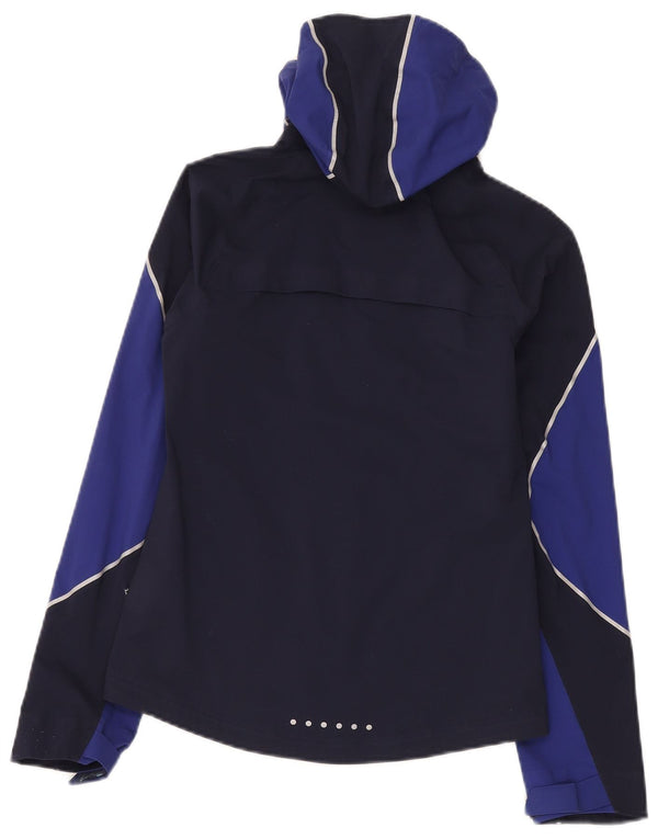 Giacca da ginnastica con cappuccio da donna Nike UK 6 XS nylon color block blu