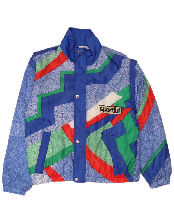 Giacca da tuta da uomo vintage XL Poliestere geometrico blu