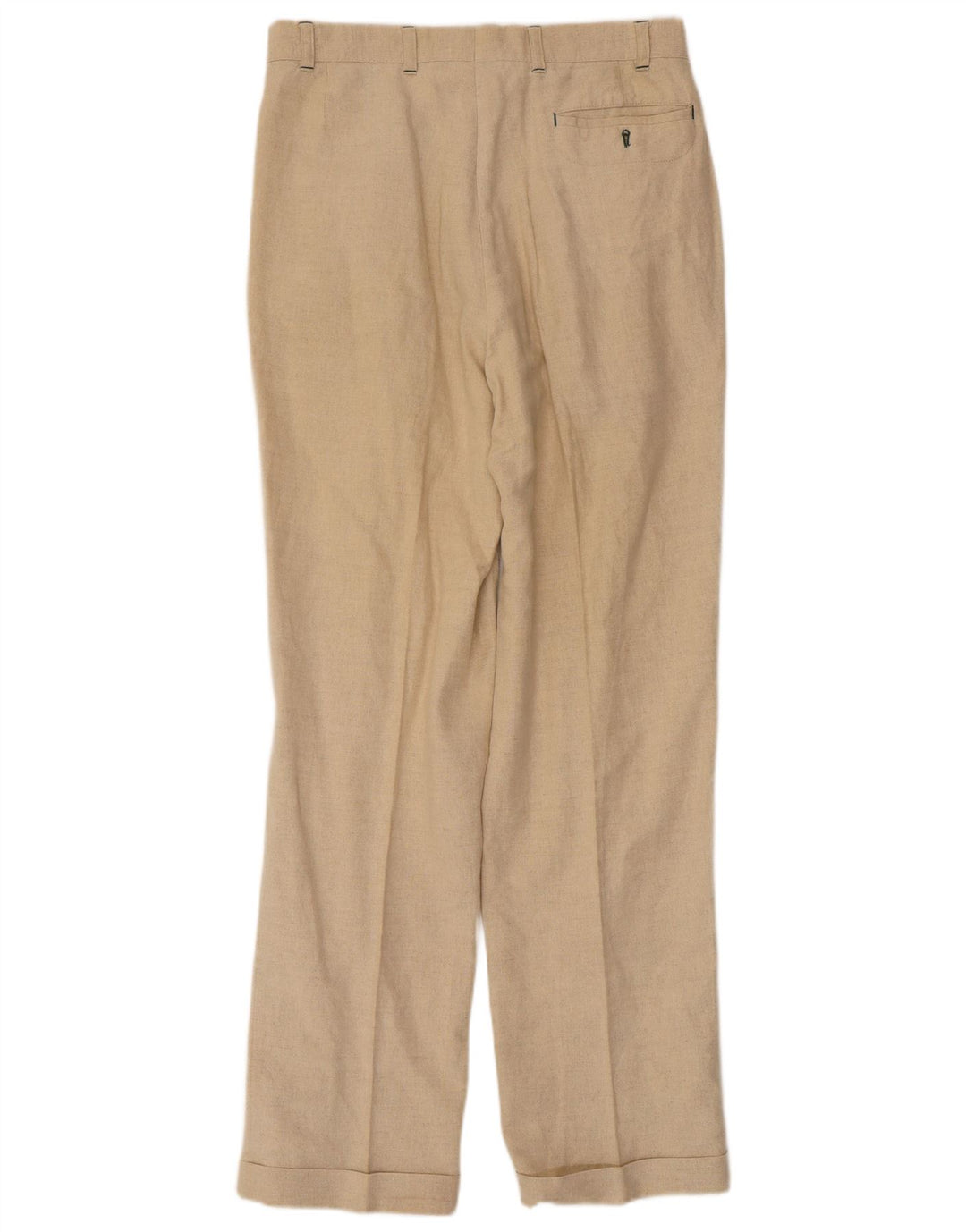 Pantaloni da abito da uomo con pedge VINTAGE IT 46 Small W32 L31 Lino beige