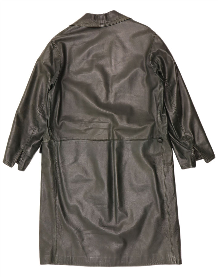 Cappotto in pelle vintage da donna UK 14 verde medio