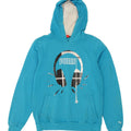 PUMA Mens Graphic Hoodie Jumper Medium Blue Cotton Vintage Puma and Second-Hand Puma from Messina Hembry 