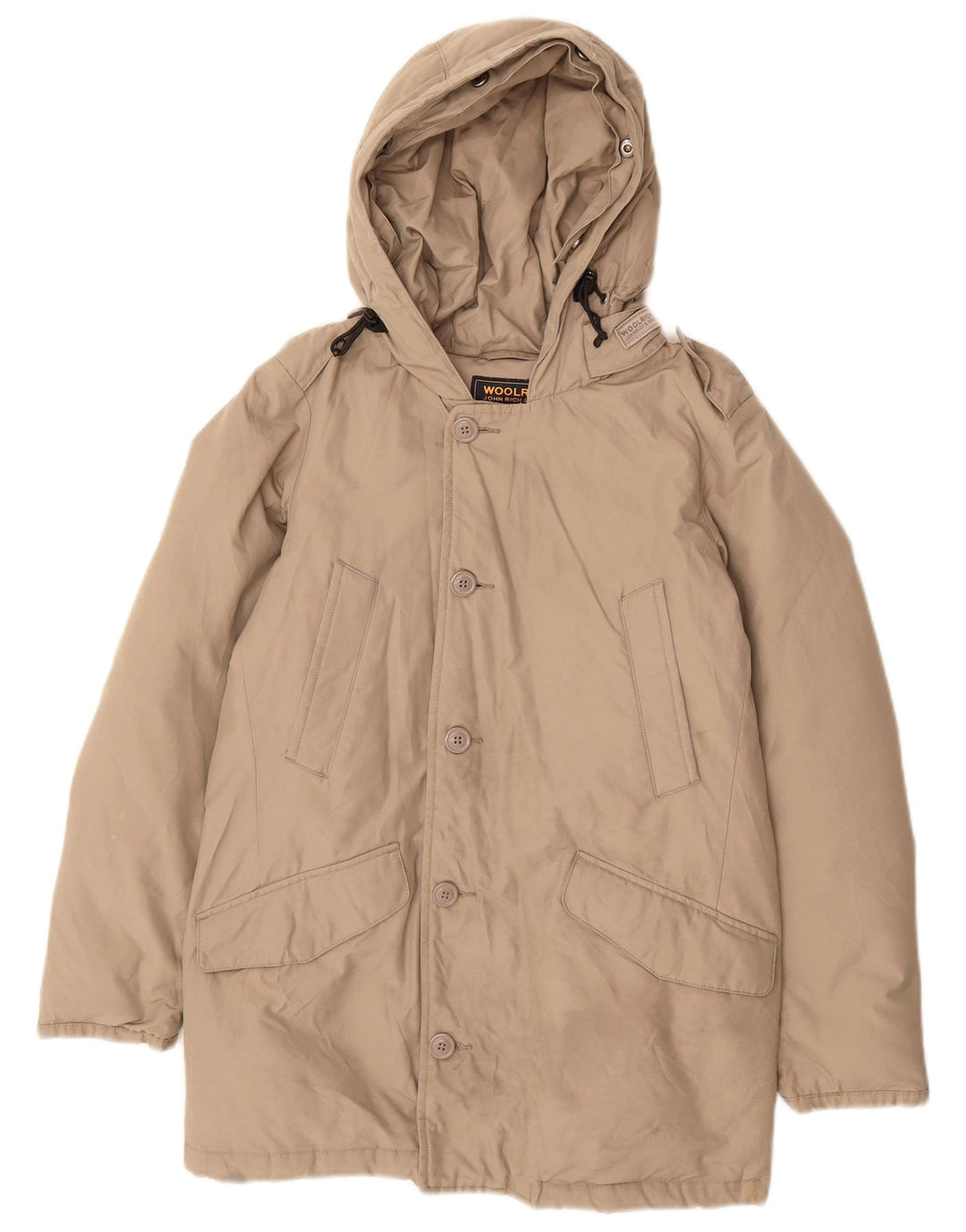 Giacca imbottita con cappuccio da bambino Woolrich 9-10 anni in nylon grigio
