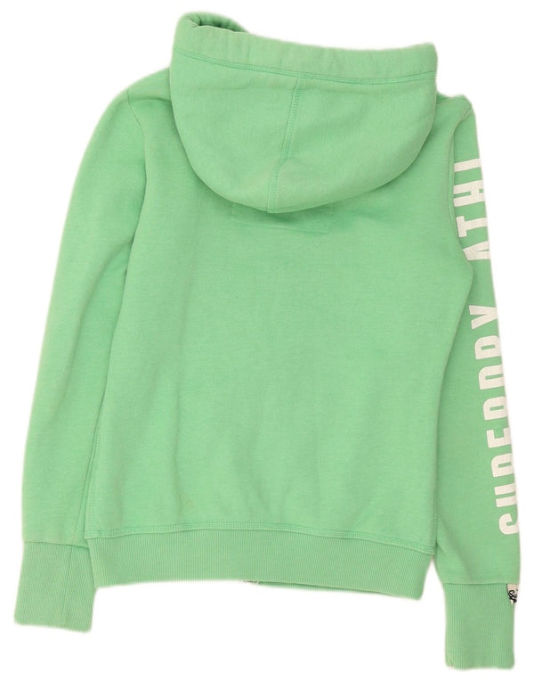Maglione con cappuccio e zip grafica da donna Superdry UK 10 piccolo cotone verde