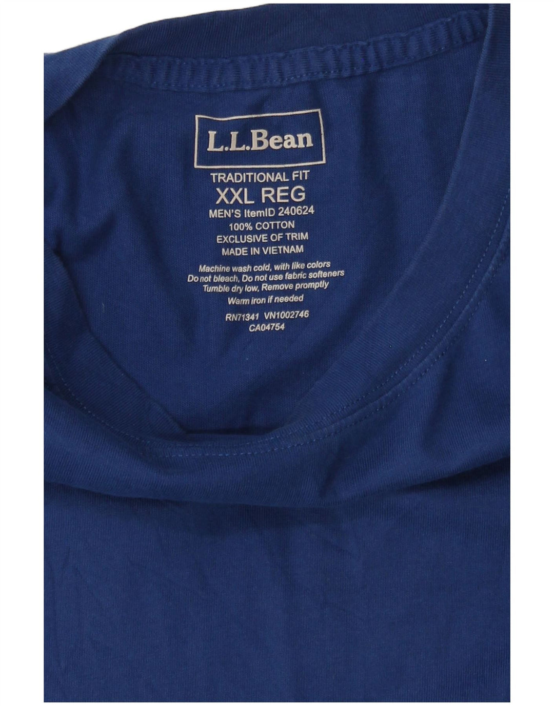 T-shirt da uomo dal taglio tradizionale L.L.BEAN Top 2XL in cotone blu