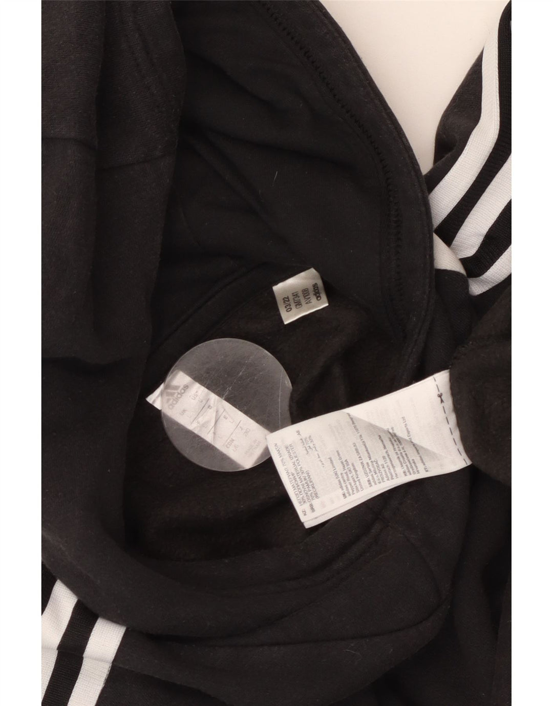 Felpa con cappuccio da donna ADIDAS UK 16 grande cotone nero