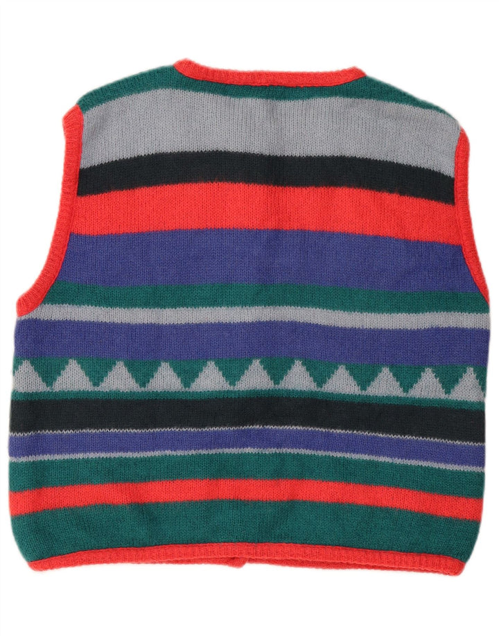 MAURICE ABOT Maglione cardigan da donna UK 14 Medio a righe multicolore