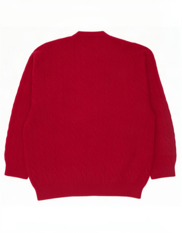 Maglione maglione girocollo vintage da uomo XL in acrilico marrone
