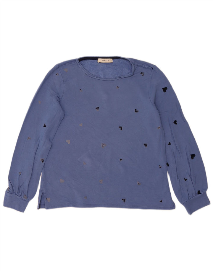 Felpa da donna con motivo astratto Oasis UK 12 Viscosa blu medio
