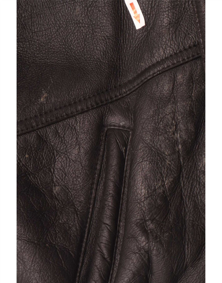 Giubbotto in shearling vintage da uomo IT 50 grande nero