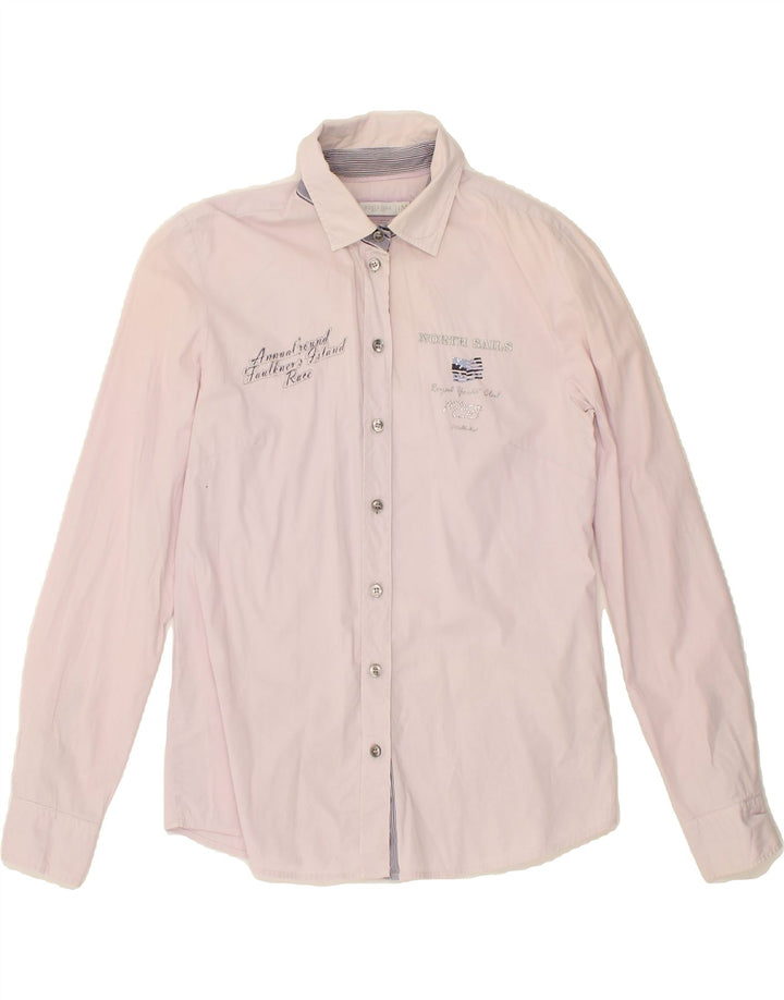 NORTH SAILS Womens Graphic Shirt UK 14 Medium Purple Cotton Vintage North Sails and Second-Hand North Sails from Messina Hembry 