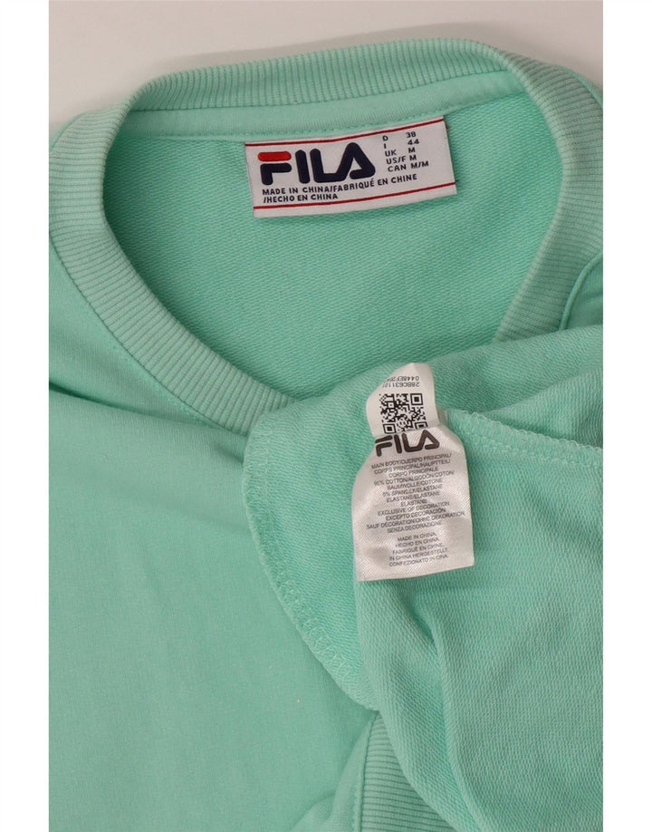 FILA Womens Sweatshirt Jumper UK 14 Medium Turquoise Cotton Vintage Fila and Second-Hand Fila from Messina Hembry 
