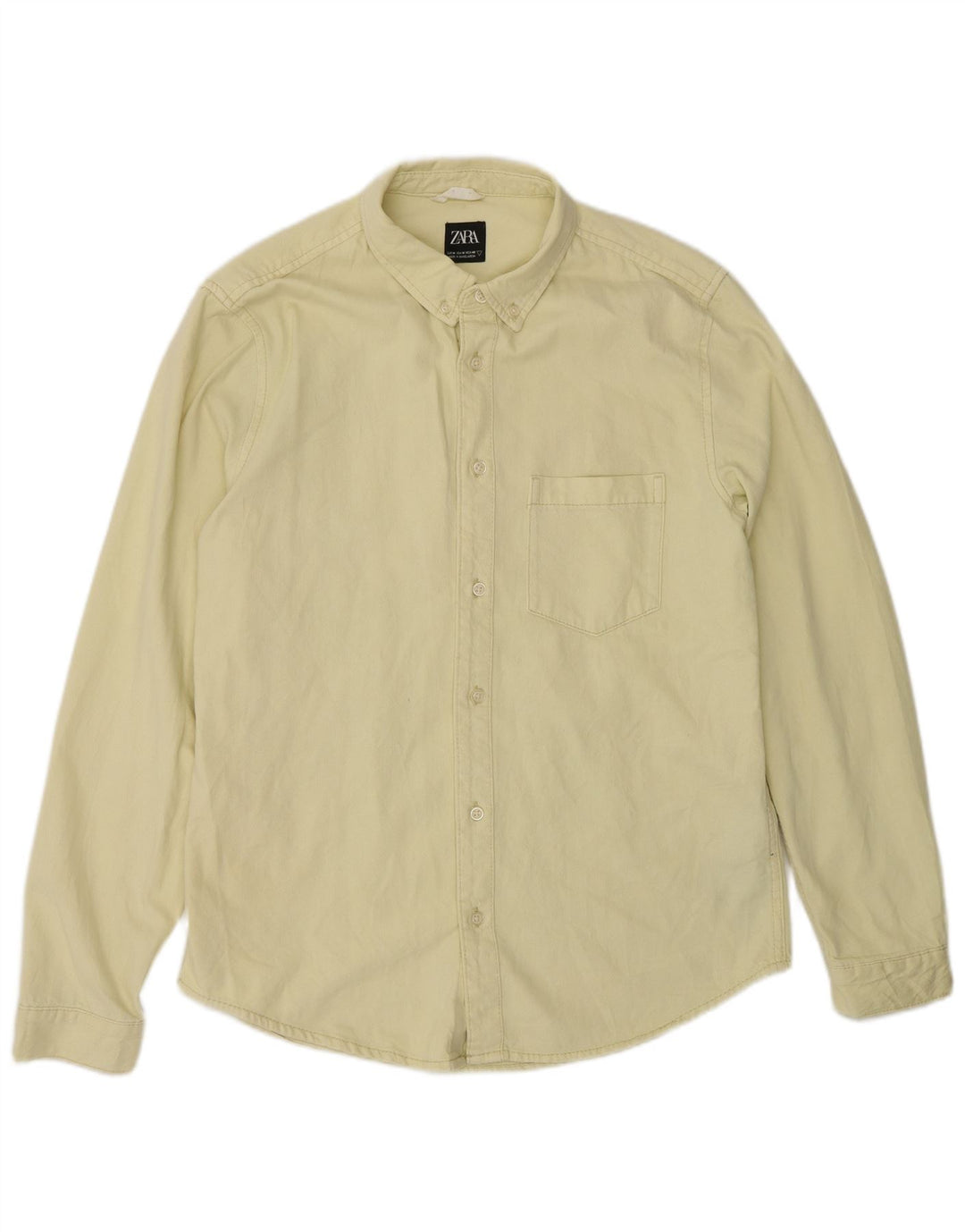 Camicia Zara Uomo Cotone Giallo Medio