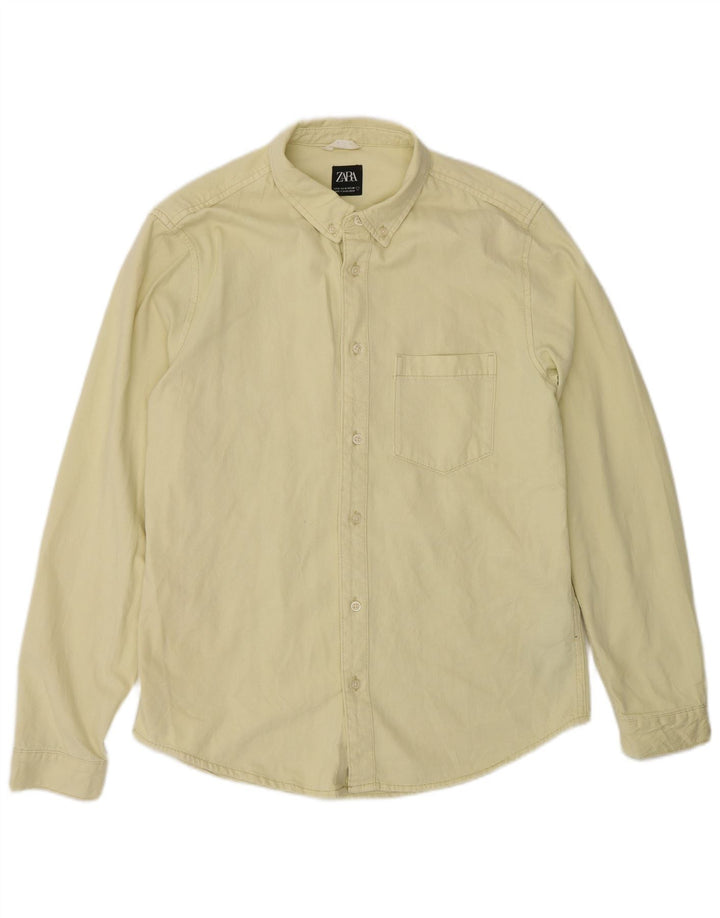 Camicia Zara Uomo Cotone Giallo Medio