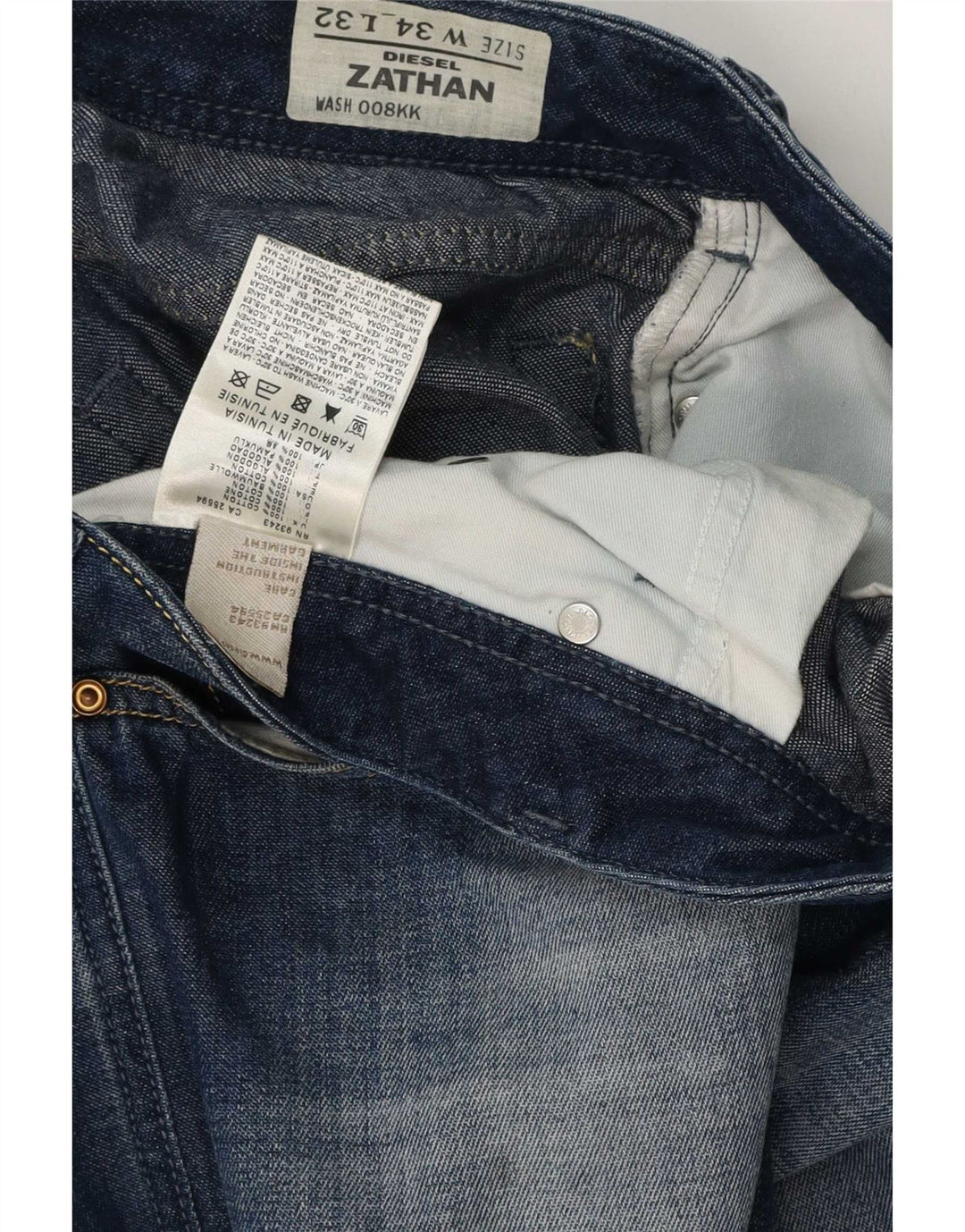 Diesel Uomo Zathan Regular Bootcut Jeans W34 L32 Cotone Blu