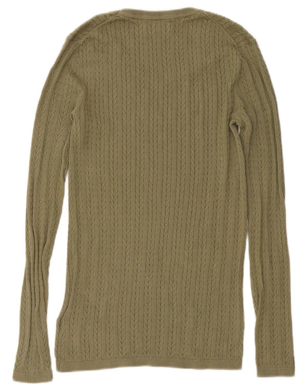 TOMMY HILFIGER Maglione maglione con scollo a barca da donna UK 10 piccolo cotone verde