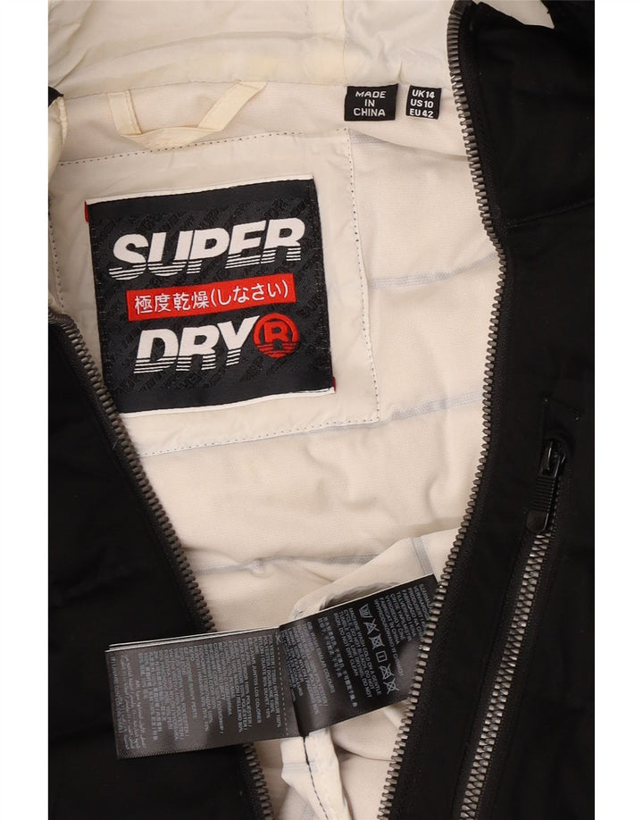 Giacca imbottita con cappuccio da donna Superdry UK 14 grande poliestere nero