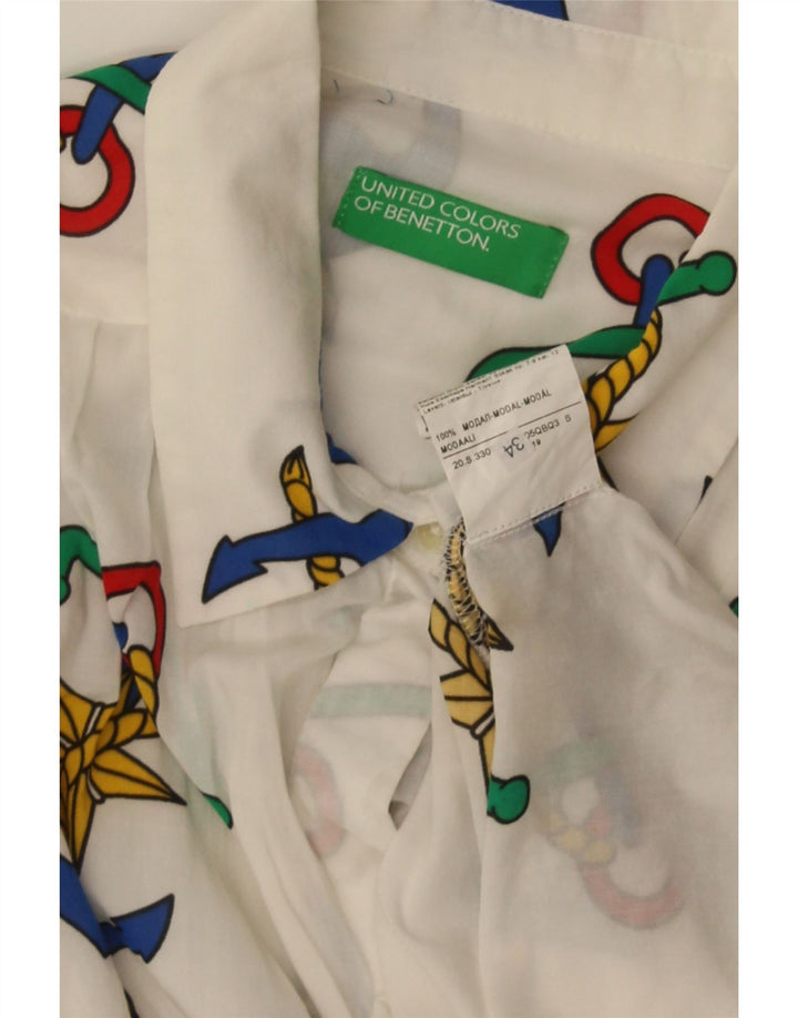 Camicia Benetton da donna con motivo astratto UK 16 Large White Modal