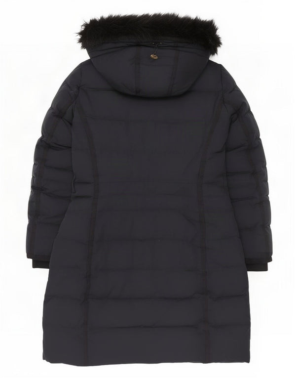 Cappotto imbottito con cappuccio da donna Zara UK 16 grande poliestere blu navy