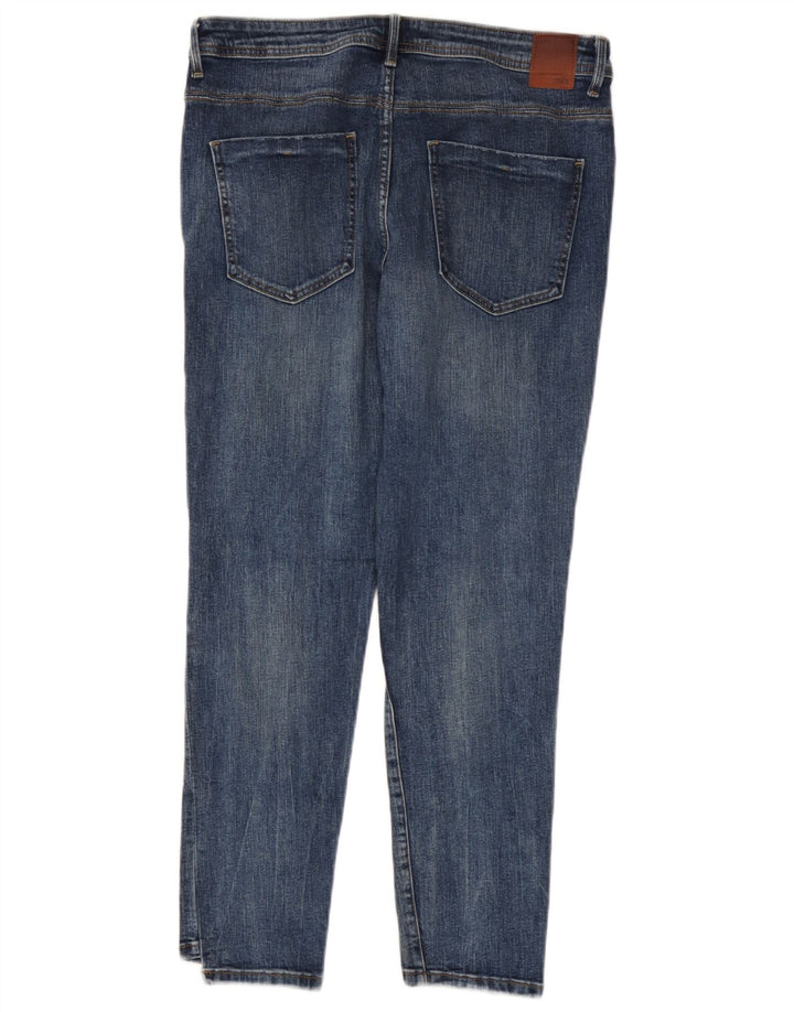 Jeans slim invecchiati Zara da donna EU 42 Large W32 L27 Blu