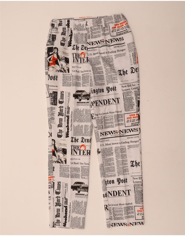 Pantaloni chino dritti con grafica vintage da donna EU 48 2XL W30 L31 Bianco