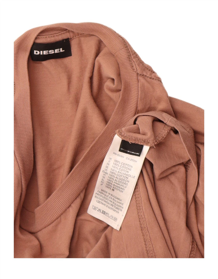 Diesel Top grafico da uomo a maniche lunghe in cotone marrone largo
