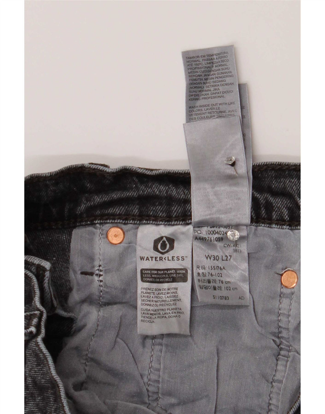 Jeans dritti Ribcage da donna Levi's W30 L27 cotone grigio