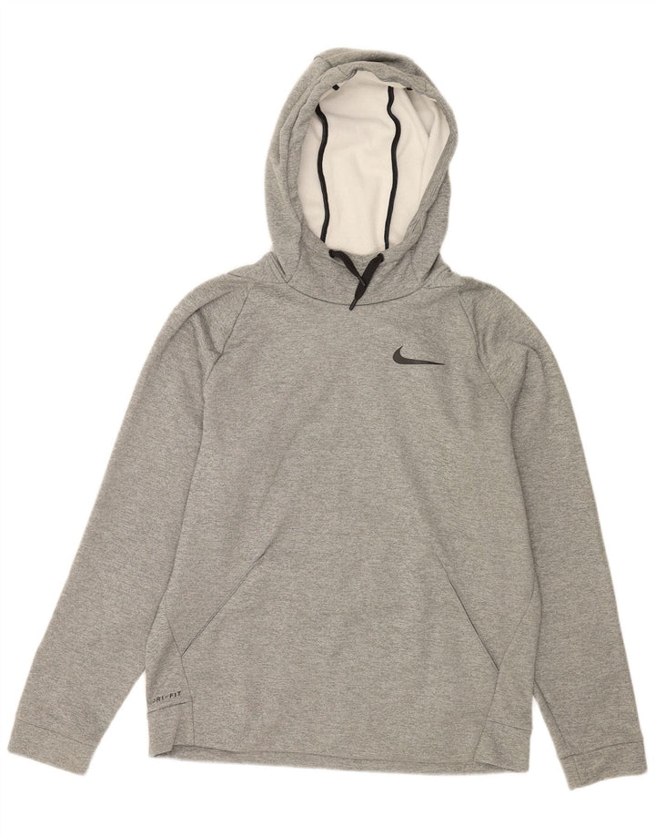 Maglione con cappuccio NIKE Dri Fit da uomo in poliestere chiazzato grigio medio