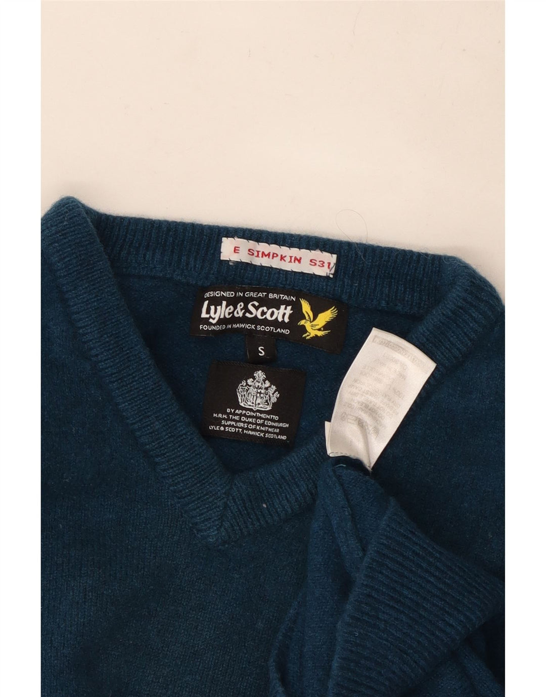 Maglione maglione con scollo a V da donna Lyle & Scott UK 10 piccolo blu