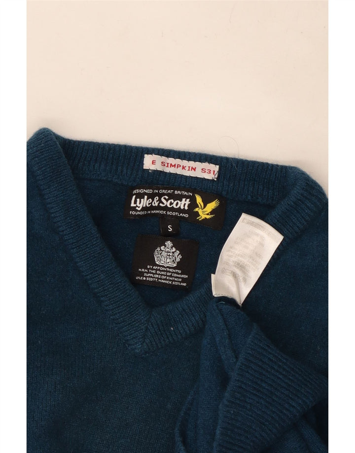 Maglione maglione con scollo a V da donna Lyle & Scott UK 10 piccolo blu