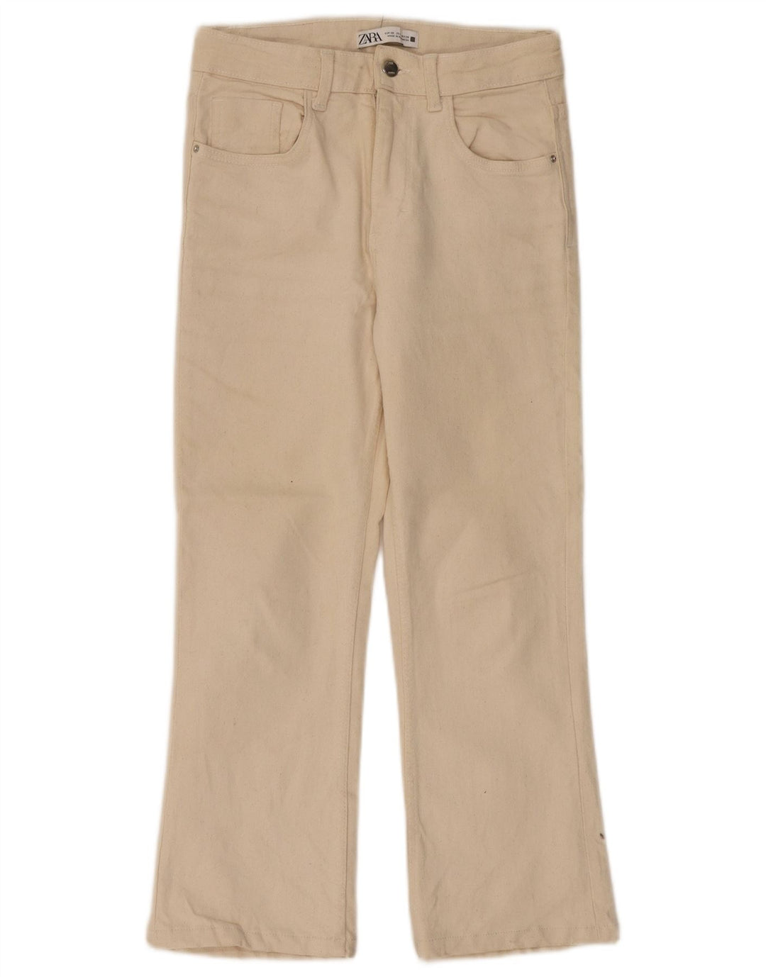 Jeans dritti a vita alta da donna ZARA EU 36 XS W26 L24 Cotone beige