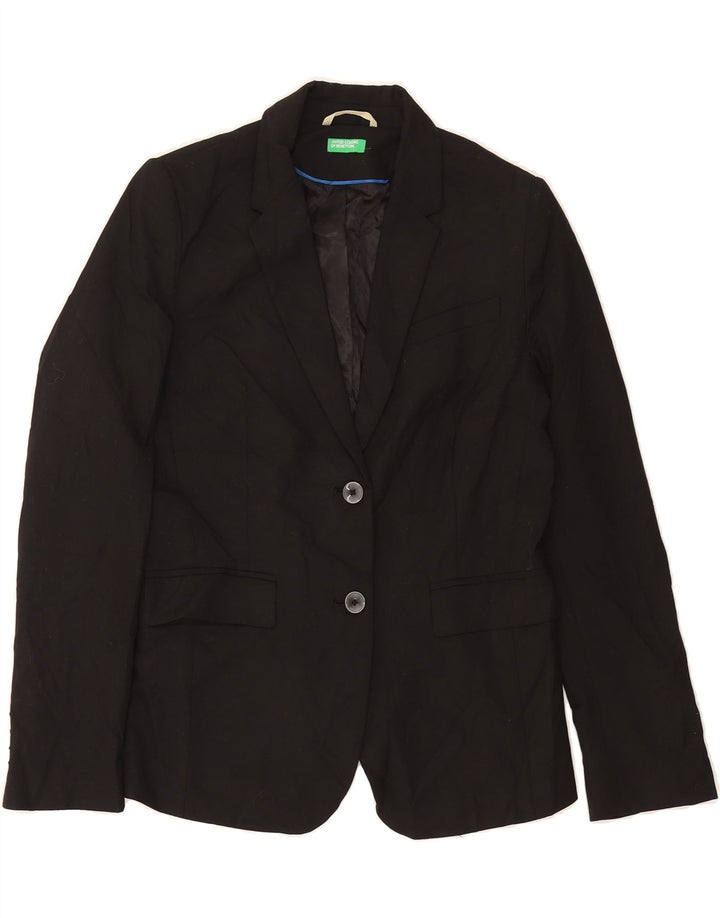BENETTON Womens 2 Button Blazer Jacket UK 10 Small Black Polyester Vintage Benetton and Second-Hand Benetton from Messina Hembry 