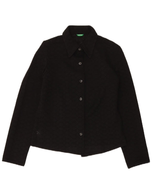 Camicetta corta da donna BENETTON IT 46 Large nera in poliestere