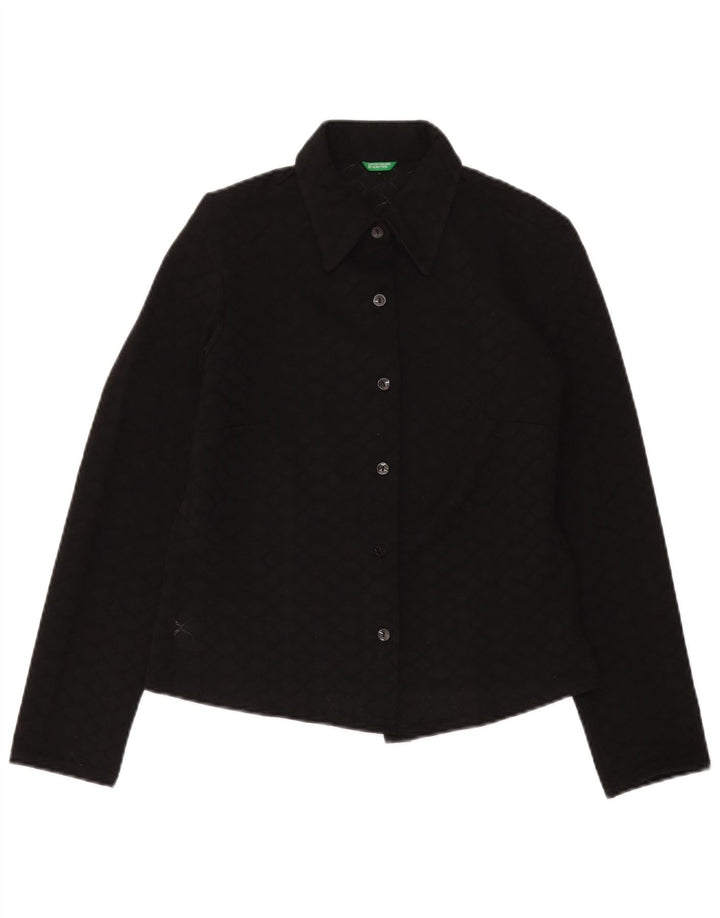 Camicetta corta da donna BENETTON IT 46 Large nera in poliestere