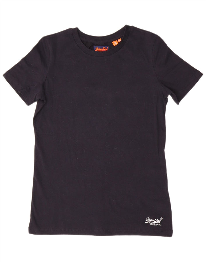 T-shirt da donna SUPERDRY UK 8 piccola in cotone nero