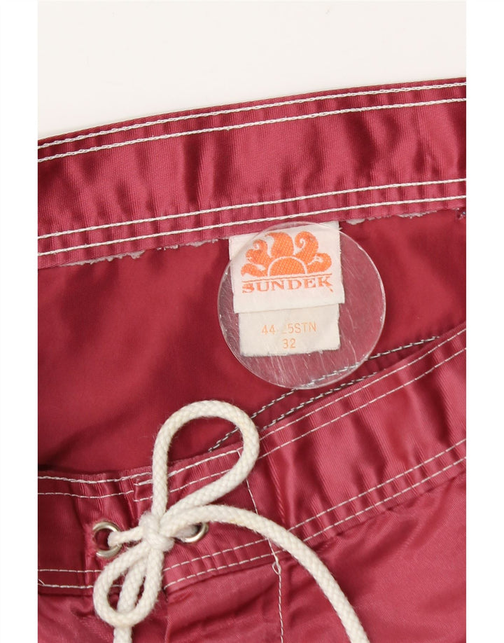 Pantaloncini da bagno da uomo Sundek nylon a righe bordeaux medio