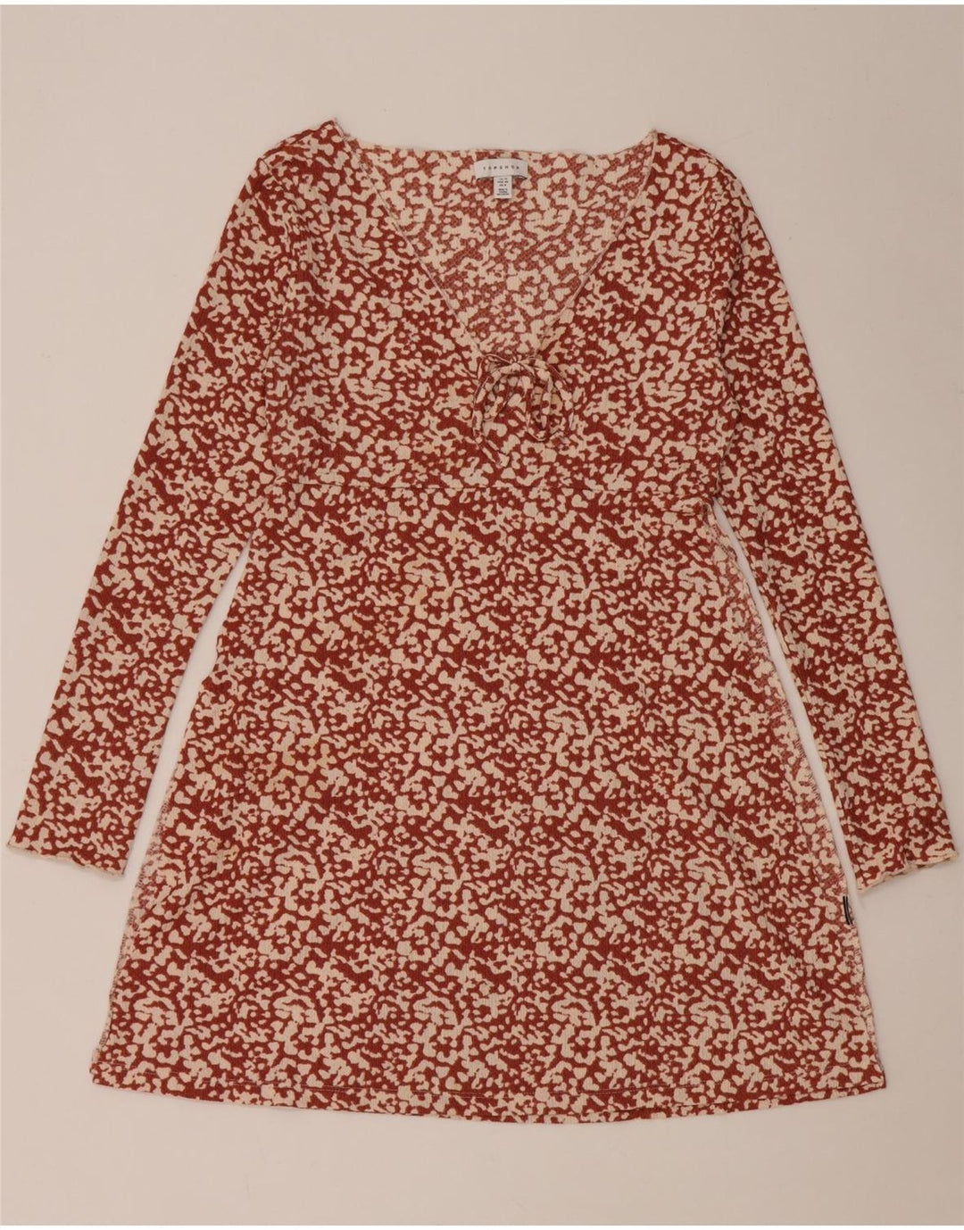 Abito da donna a trapezio con motivo astratto Topshop UK 12 marrone medio