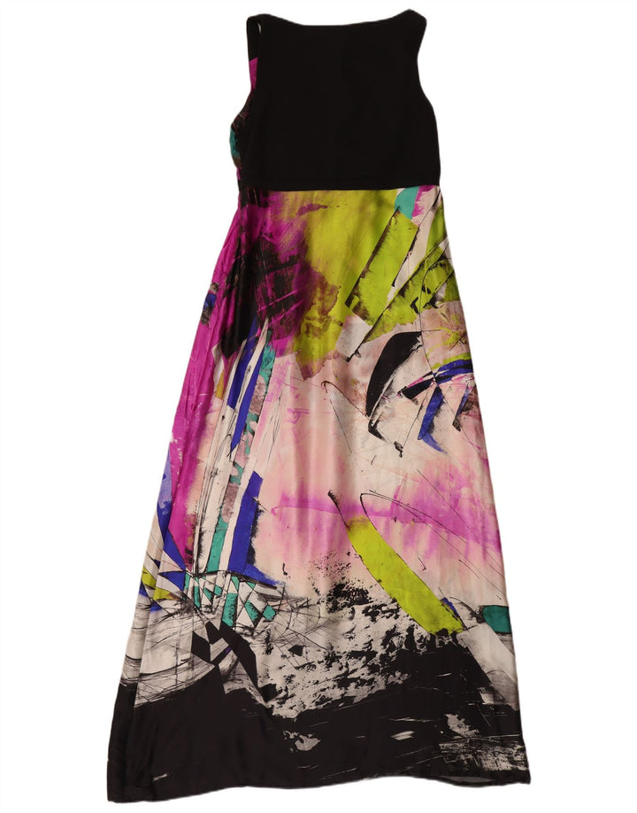 Abito lungo da donna vintage con motivo astratto IT 44 medio multicolore