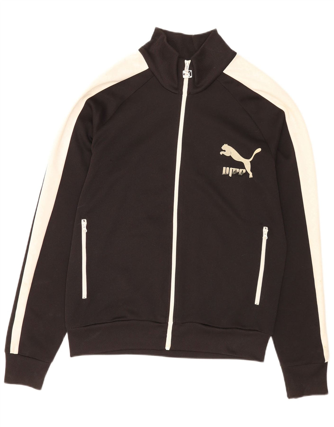 Giacca da ginnastica grafica da uomo Puma Large in poliestere color block nero