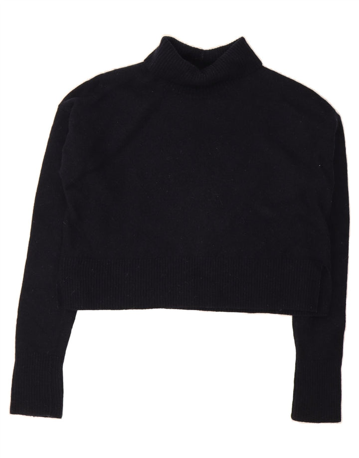 VINTAGE Womens Oversized Roll Neck Jumper Sweater UK 10 Small Navy Blue Vintage Vintage and Second-Hand Vintage from Messina Hembry 