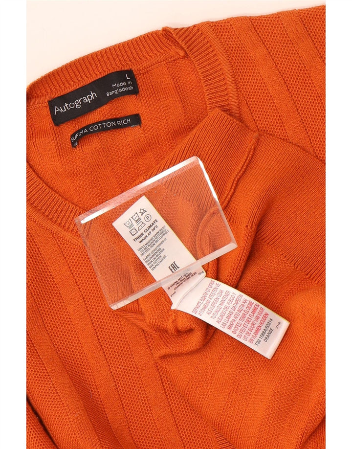 Maglione maglione girocollo autografo da uomo Marks & Spencer grande cotone arancione