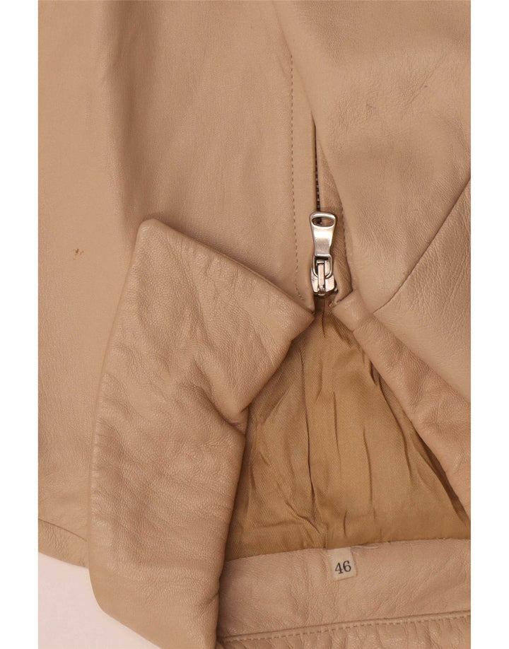 Giacca in pelle vintage da donna IT 46 grande beige