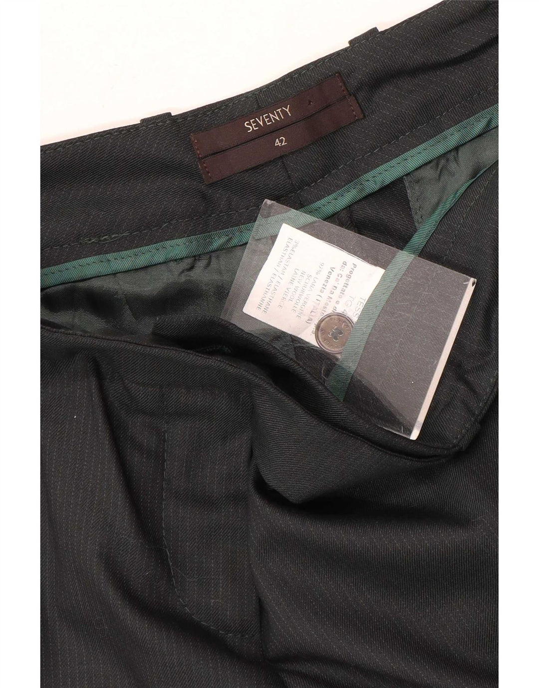 Pantaloni da abito slim da donna Seventy IT 42 Medium W30 L28 Lana gessata grigia