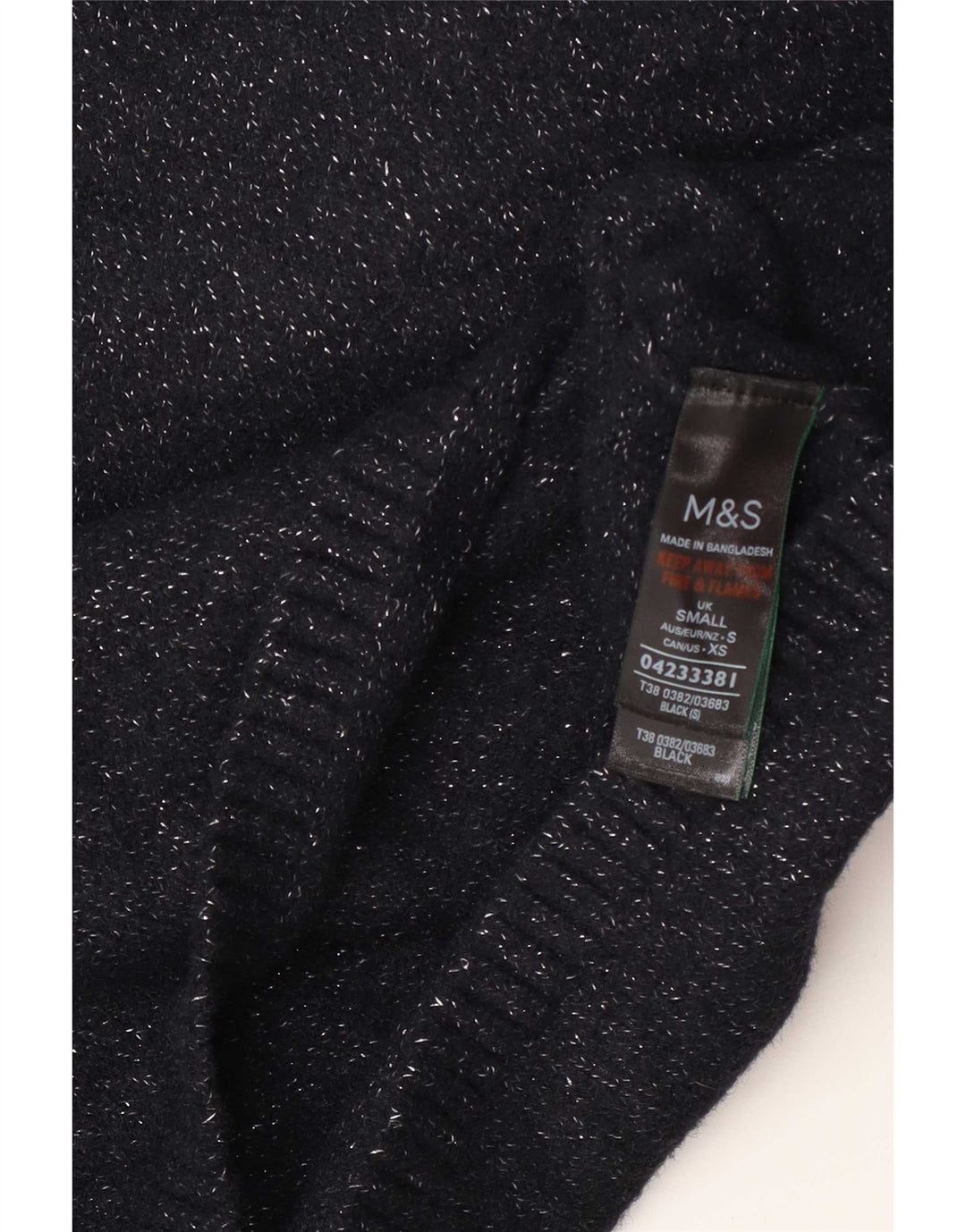 Maglione maglione a collo alto da donna Marks & Spencer UK 10 piccolo nero chiazzato