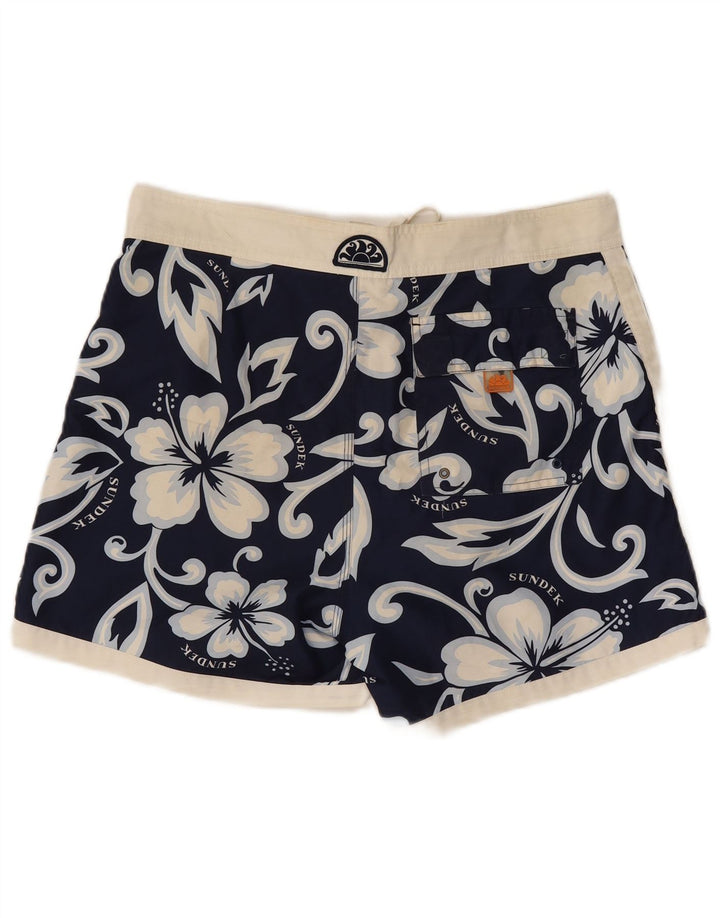 Pantaloncini da bagno da uomo Sundek poliestere floreale medio blu navy