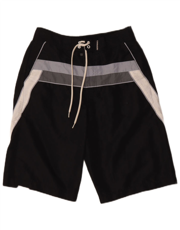 Pantaloncini da bagno grafici da uomo Calvin Klein a blocchi di colore neri medi