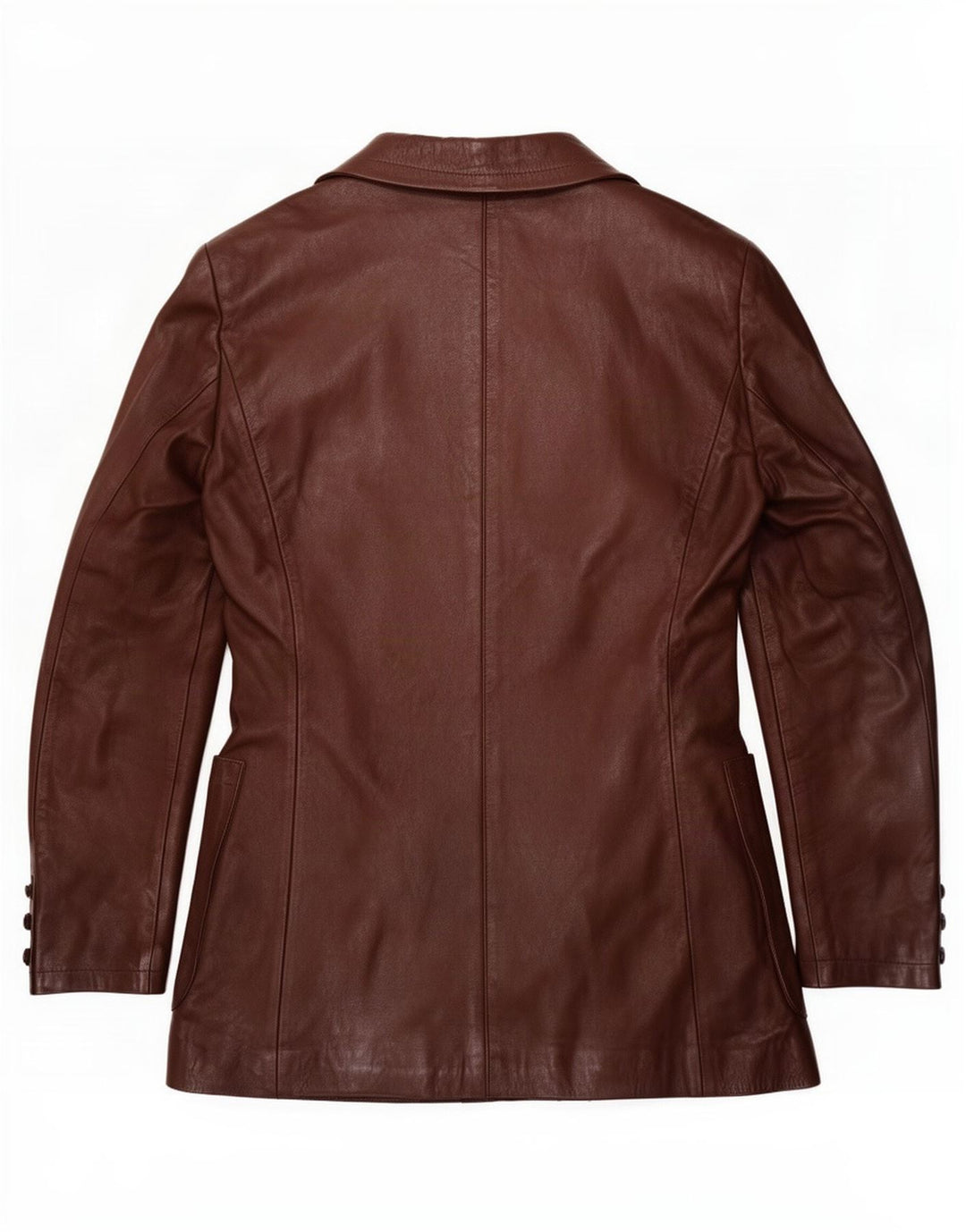Giacca blazer in pelle doppio petto vintage da donna IT 44 Marrone medio