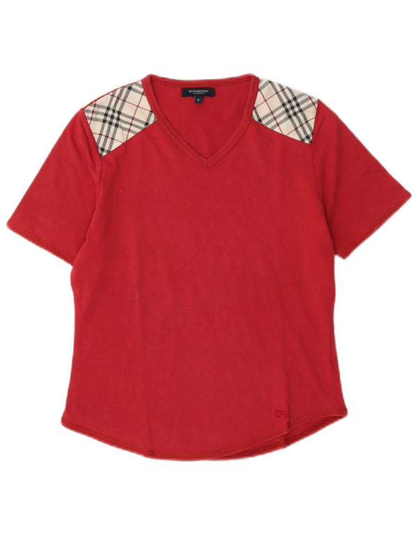 T-shirt da donna Burberry Top UK 10 piccolo quadretto rosso